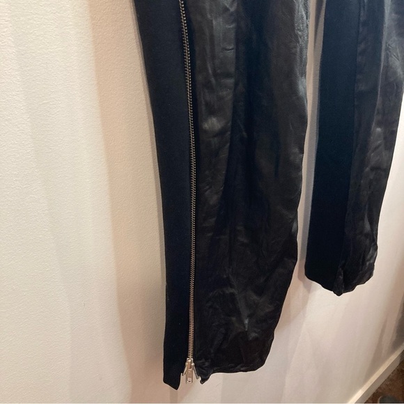 DANIER Sz 14 Mixed  Media Straight Leg High Rise Leather and Fabric Zipper Pants - Picture 4 of 12